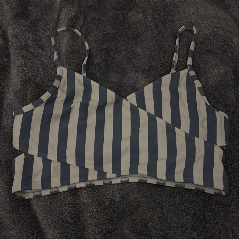 Striped Blue and White Bathing Suit Top